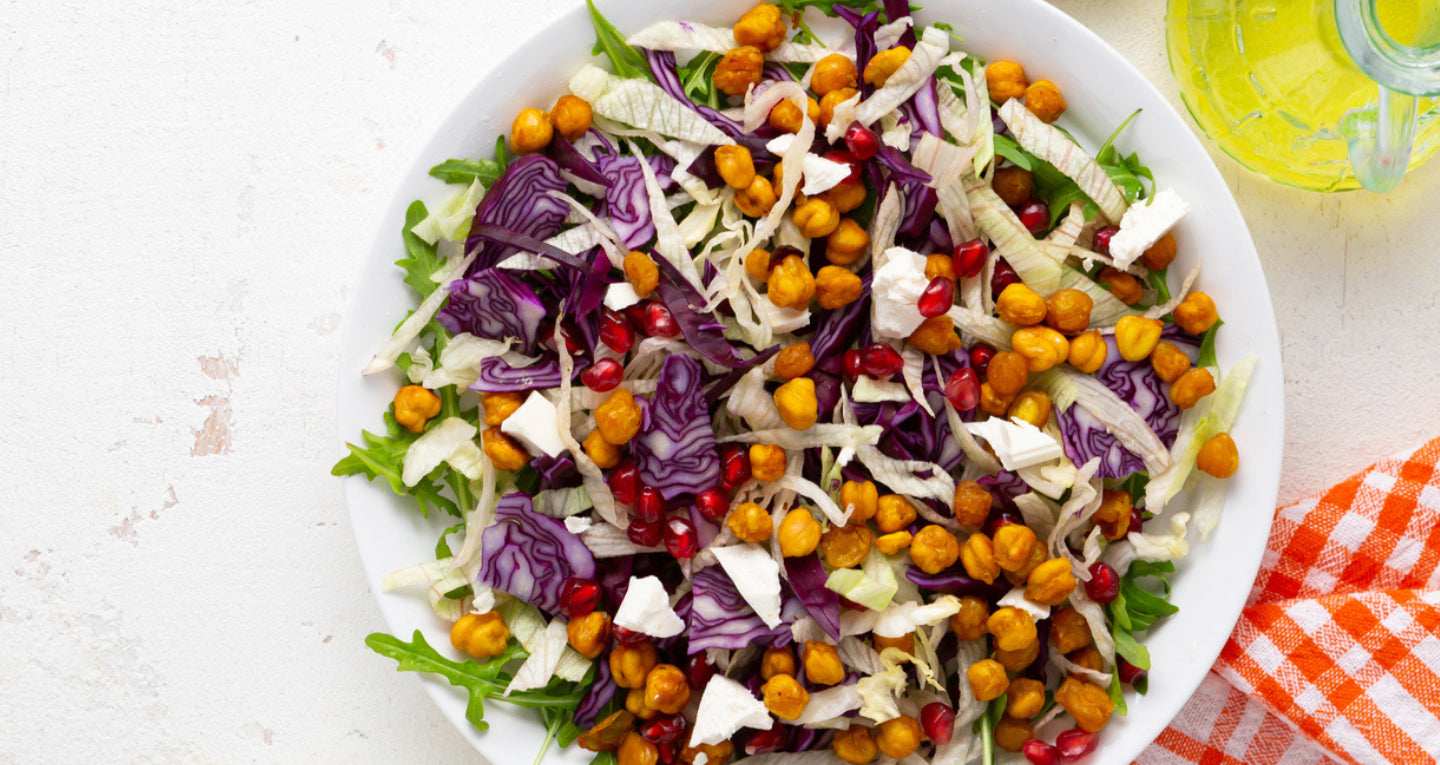 Heart healthy fiber rich chickpea salad with cole slaw recipe